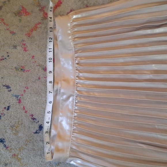 Loft Pleated Gold Midi Skirt 4 - Picture 2 of 5